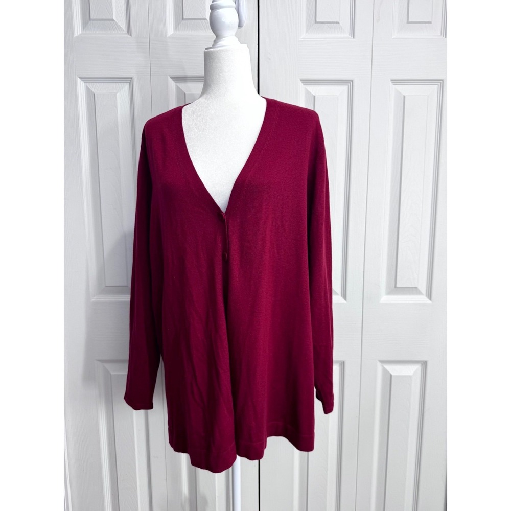 J.Jill Pullover Cardigan Sweaters‎ Women 2X Red Knit Long Sleeve Winter Cozy
